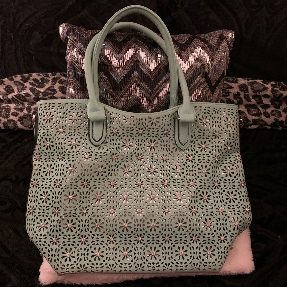-*Sold* Studded mint green purse